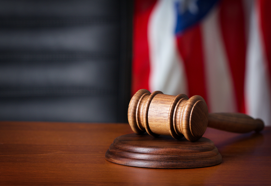 Gavel on court desk