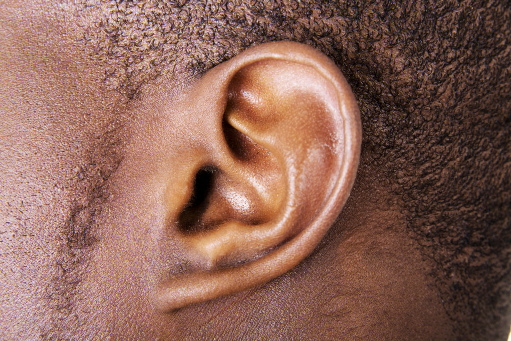 Black male ear close up Black male ear close up