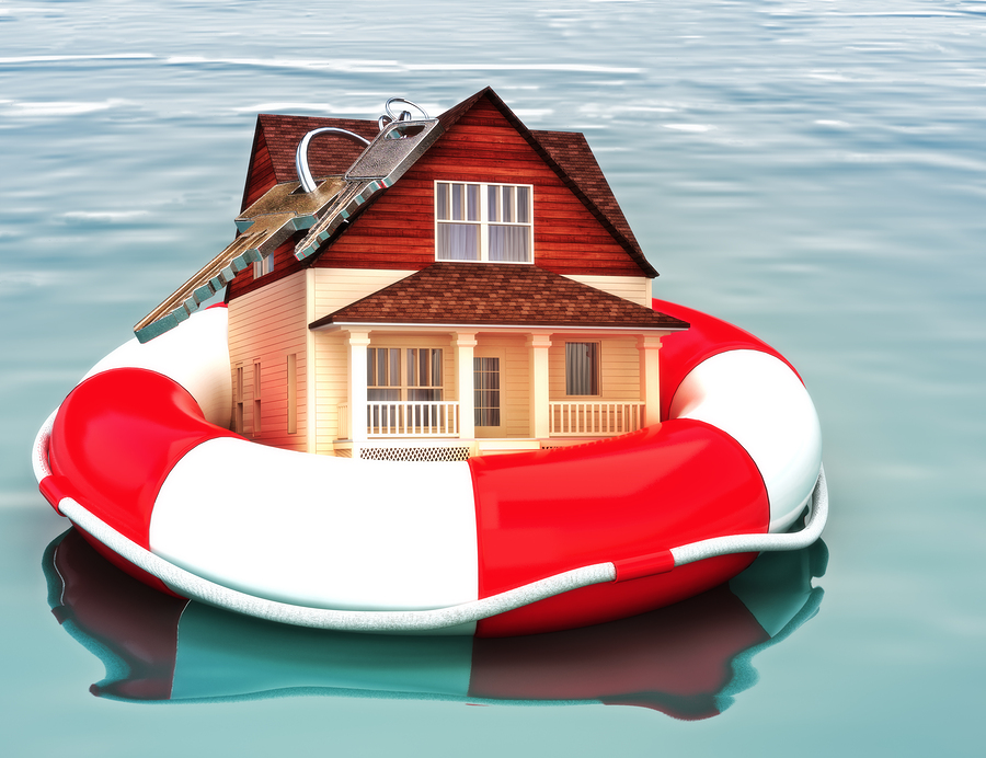 home mortgage floating on a life preserver
